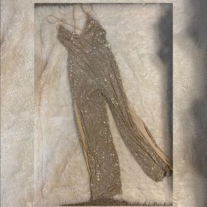 Aakaa (Baltic Born) Cream Sequined Jumpsuit sz XS